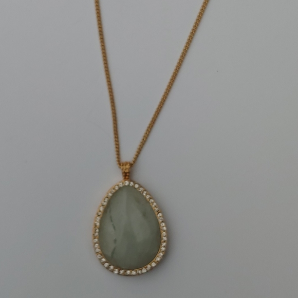 Gold Tone Necklace with Opal Agate Stone - Picture 2 of 4